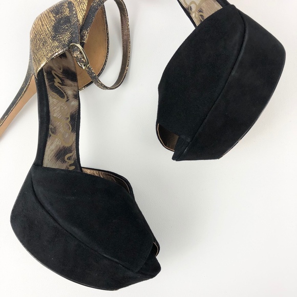 Sam Edelman 'Marina' Gold Flecked Peep-Toe Pump - Picture 11 of 16